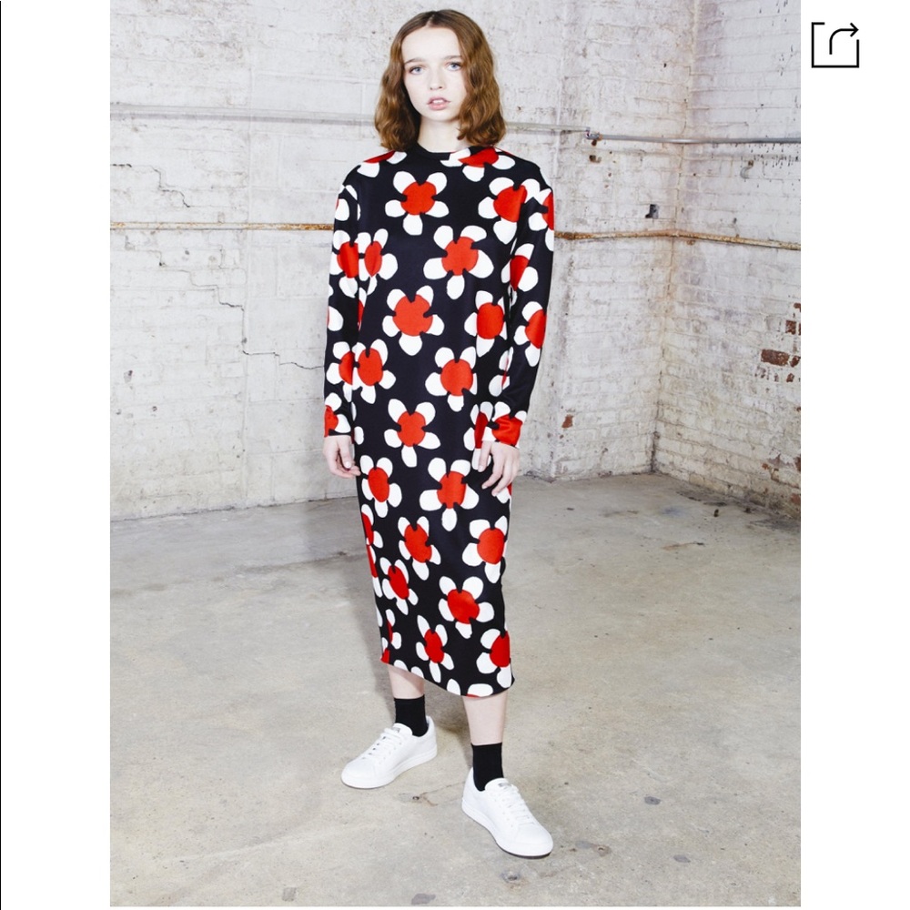 MARC JACOBS Daisy Print Dress In Red Multi sz4